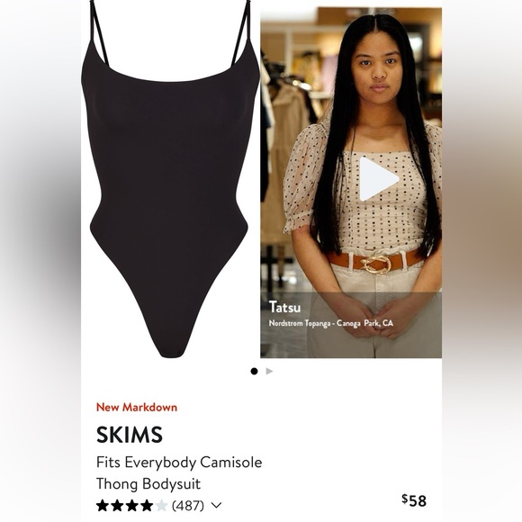 Never Worn! SKIMS Fits Everybody Camisole Thong Bodysuit (Black) - Picture 1 of 8